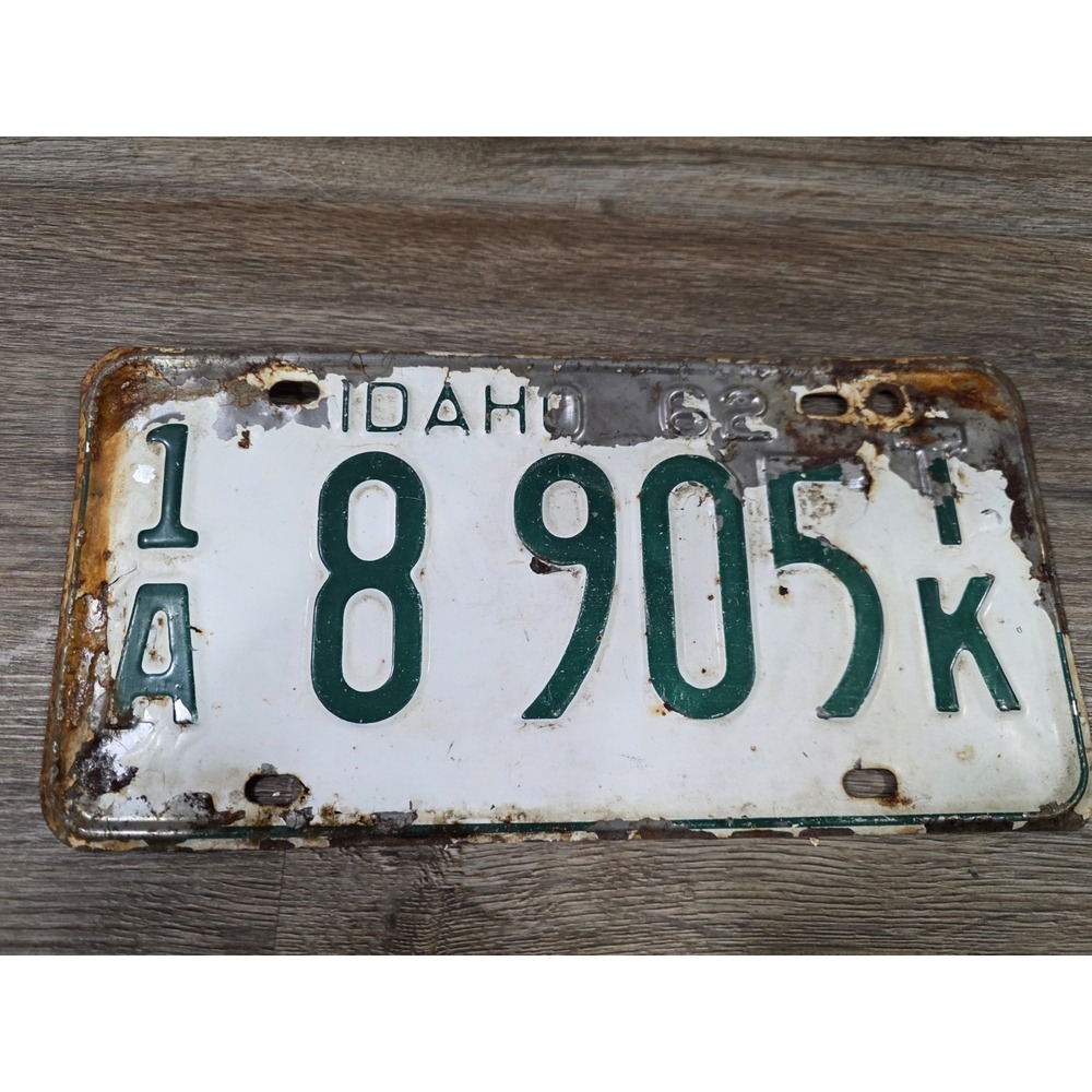 1962 Green And White Idaho License Plate 1A Vintage Patina Truck 8 905